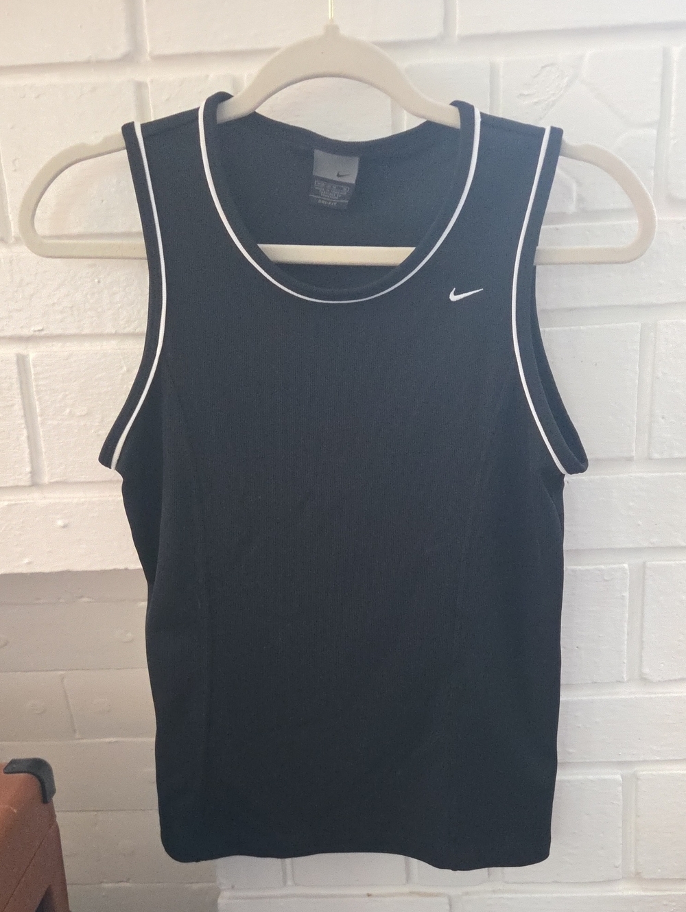Nike Men’s Black Swim Rash Guard with White Piping